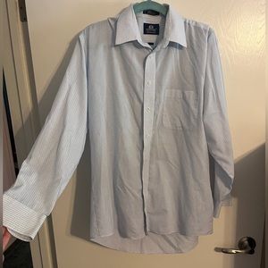 Stafford Wrinkle-Free Blue Striped Long Sleeve Shirt